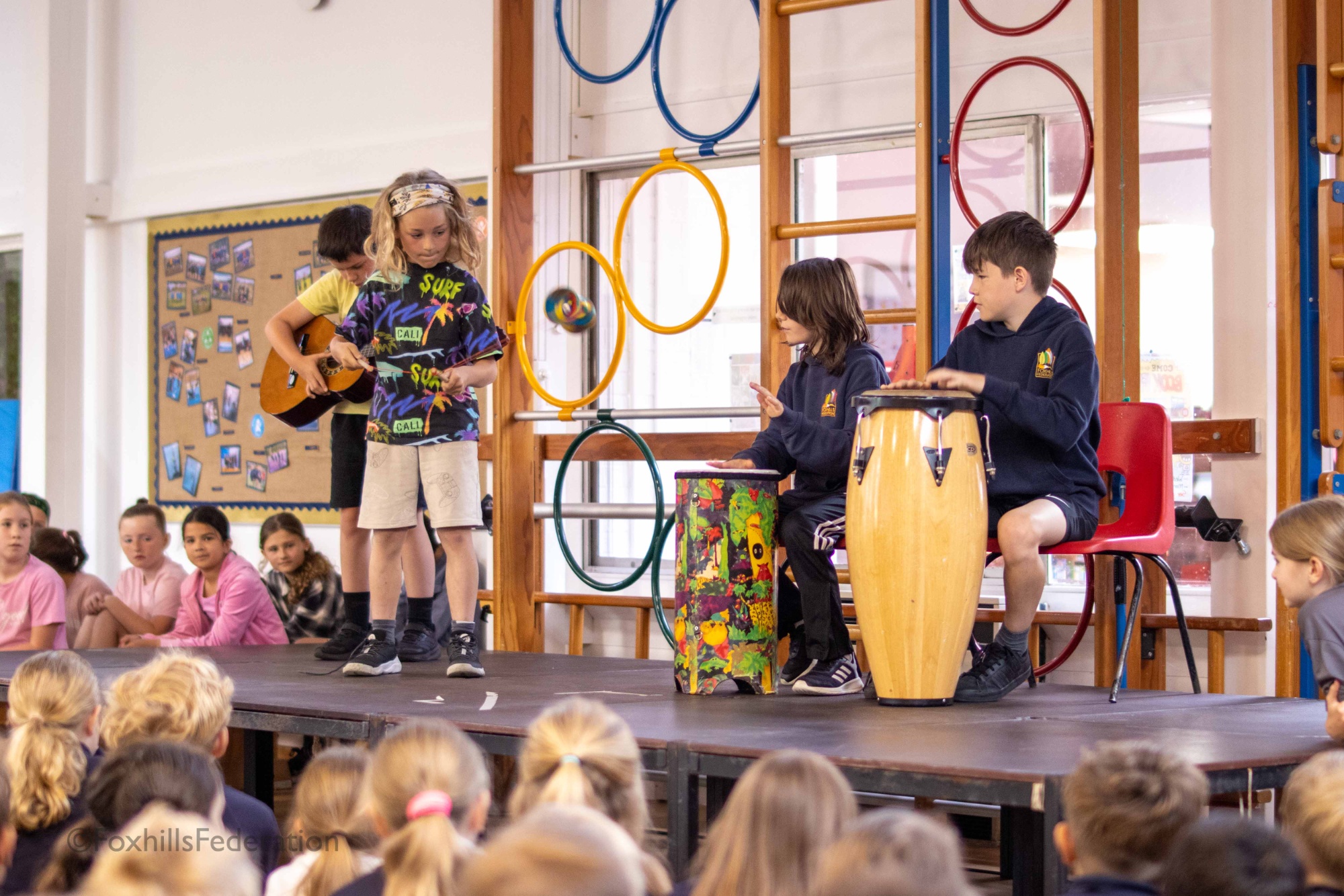 A group of boys give a performance at Foxhills Got Talent